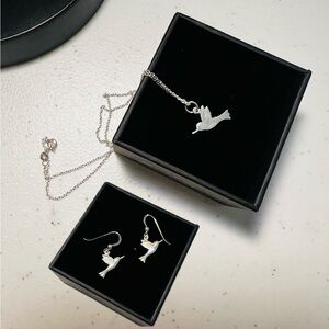 Hummingbird Sterling Silver 925 Necklace Earring Set | boho | y2k |
